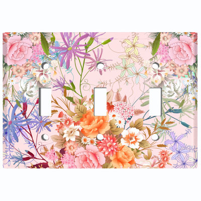 Patterned 3 - Gang Toggle Light Switch Standard Wall Plate