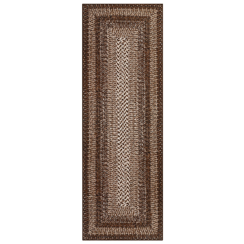 Washable Modern Rugs for Bedroom Imitation Braided Soft Geometric Area Rug Non Slip Stain Resistant Carpet, Runner 2' x 6'
