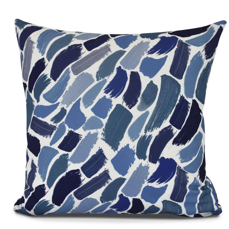 Goals, Gourds, and Gatherings Abstract Reversible Throw Pillow, 26"x26", Blue