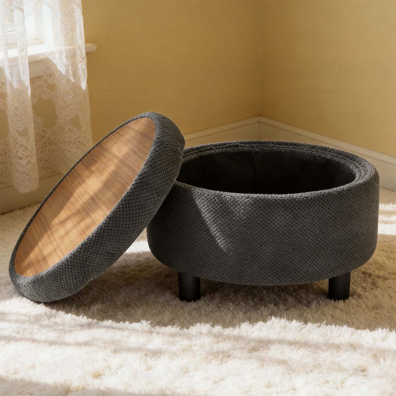 Table basse moderne capitonnée en tissu avec plateau amovible pour le salon, Dark Grey