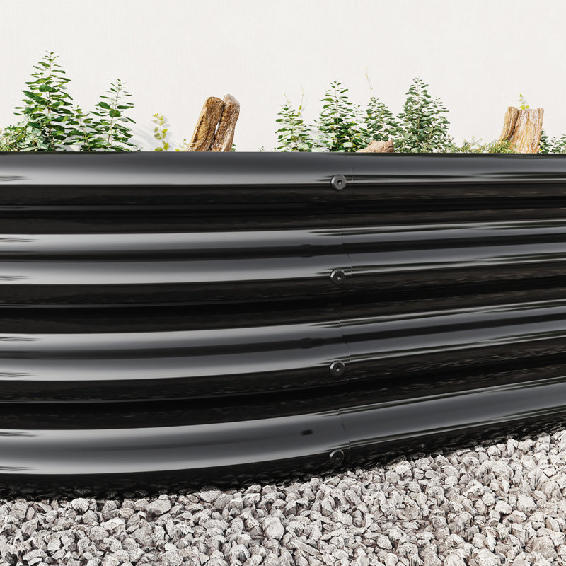 Oval Metal Raised Garden Bed, Black, 89.25"X45.17"X11.68", For Plants & Veggies, Strong Frame, Easy Planting Planter Bed - Flowers, Corrosion, Simple Assembly