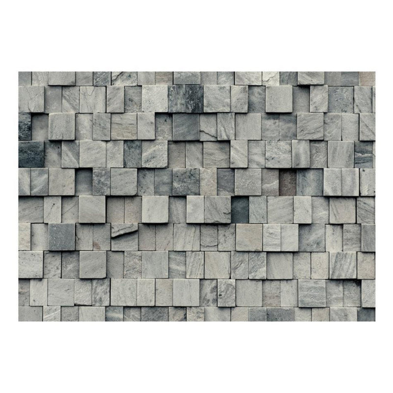 Murale abstraite cubes de pierre empilés, L 110 po x l 157 po