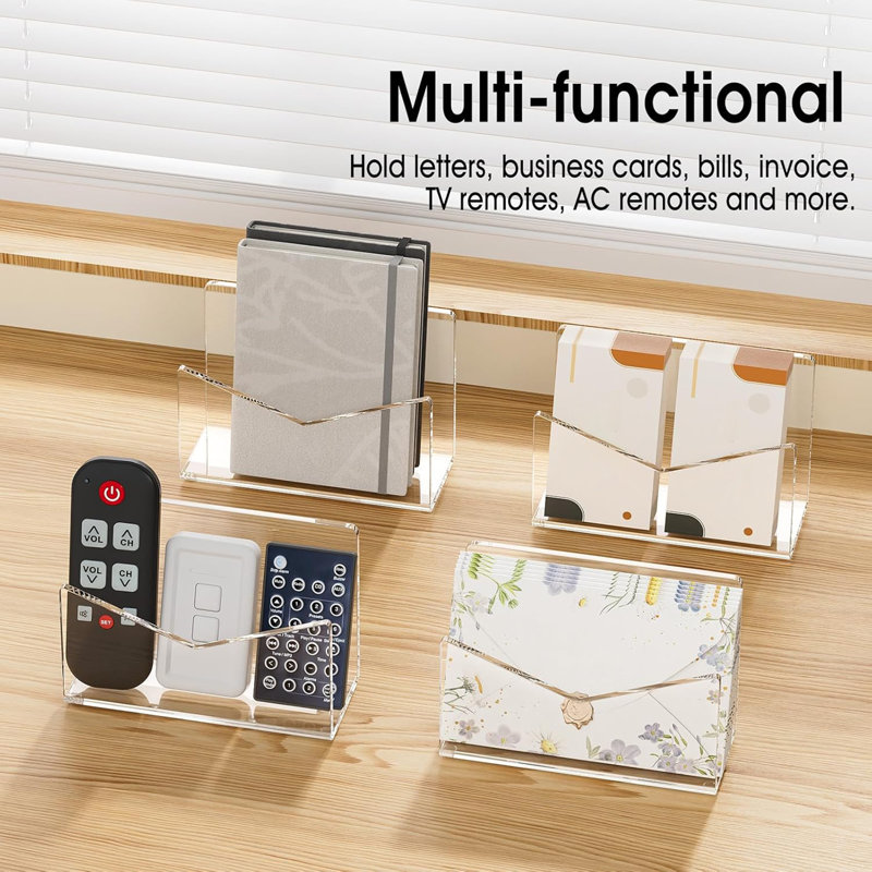 Ensemble de 2 supports pour organisateur de courrier en acrylique, dossier vertical et support à enveloppes de bureau pour classeur de lettres
