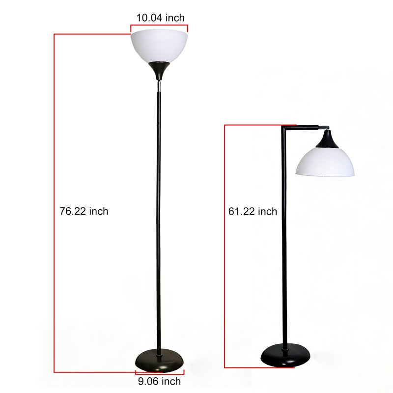 Lampe sur pied flexible orientable à 90° avec télécommande, réglage progressif de la température de couleur et de la luminosité, noir