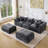 6-Piece Modular Compression Upholstered Boneless Sectional Sofa-1241001225-1235035267