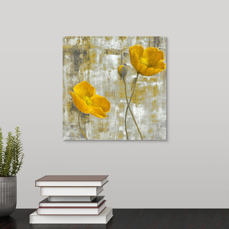 «Yellow Flowers I» par Carol Black, reproduction d'art, H 10 po x l 10 po x p 1,5 po, Toile