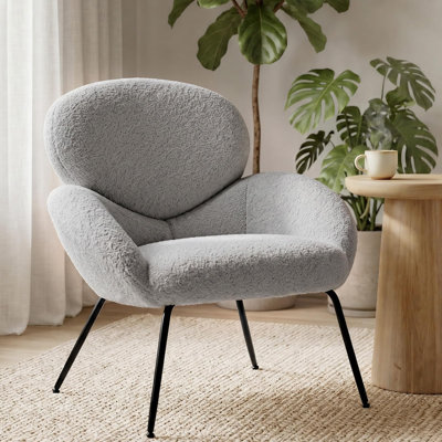 Chaise d'appoint moderne, fauteuil rembourré avec pieds en métal noir pour le salon, la chambre à coucher et la lecture