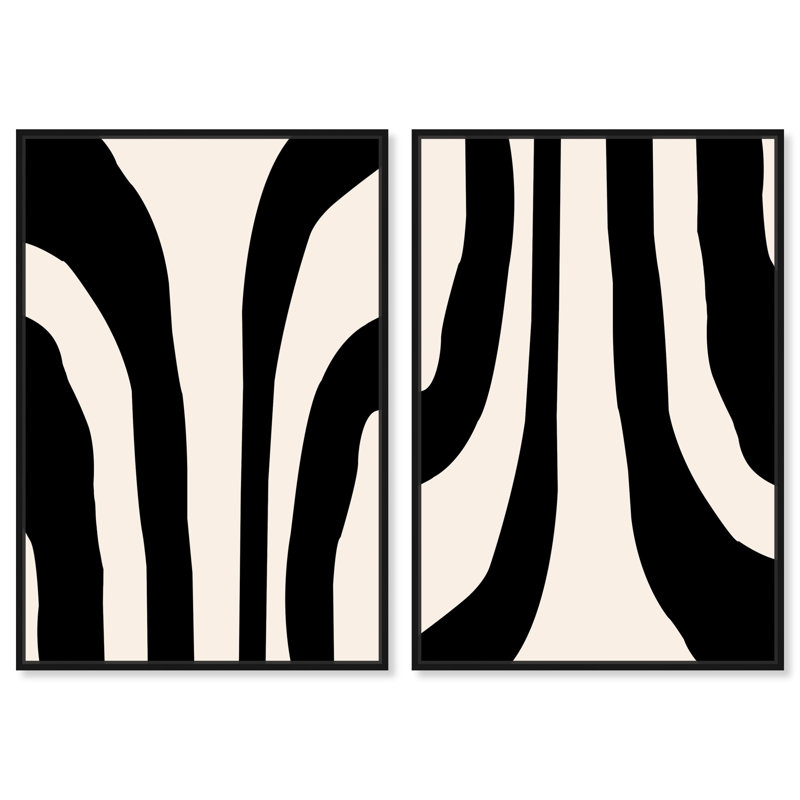 Minimal - ensemble de 2 impressions sur toile, Toile avec cadre noir, H 25 po x l 34 po