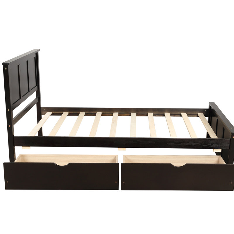 Lit plateforme avec rangement à 2 roulettes Finish, Espresso