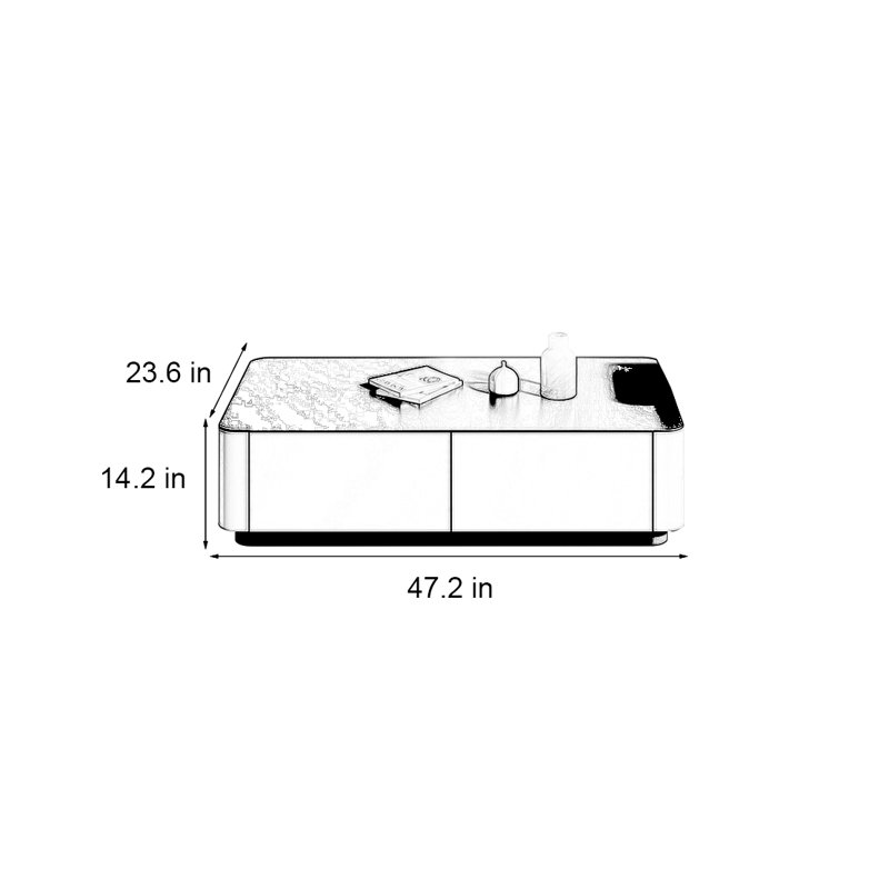 Table basse moderne moderne, H 14,2 po x L 47,2 po x l 23,6 po