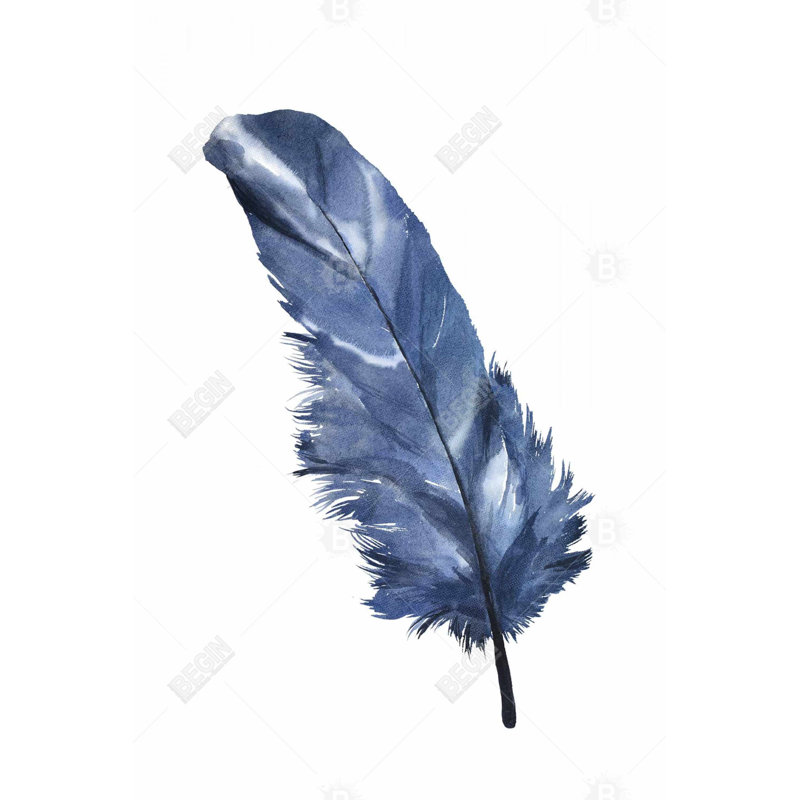 Blue feather Bath Mat with Non-Slip Backing - Quick Dry Memory Foam Bathroom Rug - Absorbent - Modern Plush Spa-Style - Machine Washable