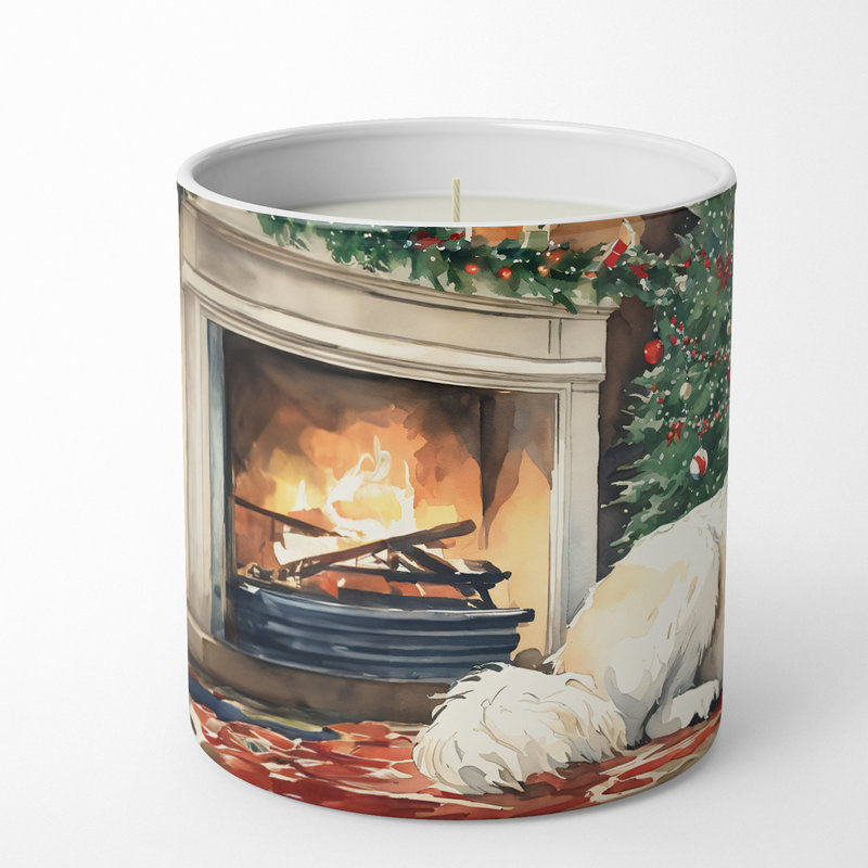Bougie de Noël parfumée avec support en céramique