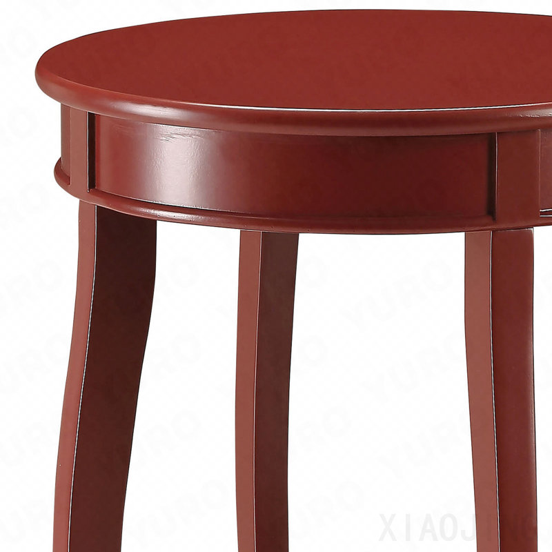 Table d'appoint ronde rouge avec tablette inférieure, Red