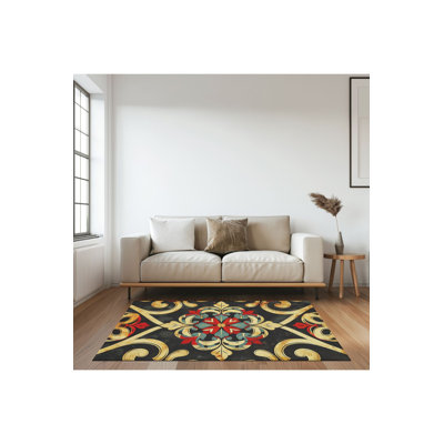 Tapis tissé à motif lavable traditionnel