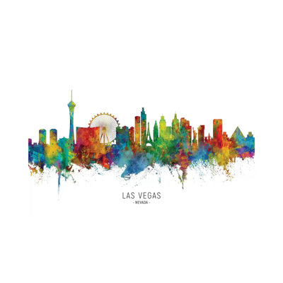 Las Vegas Nevada Skyline by Michael Tompsett - Wrapped Canvas Painting