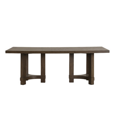 Cora Dining Table, 84 Inch Rectangular Top, Walnut Brown Pedestal Base