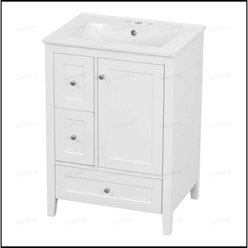 Meuble-lavabo 24 po avec tablette réglable, Blanc