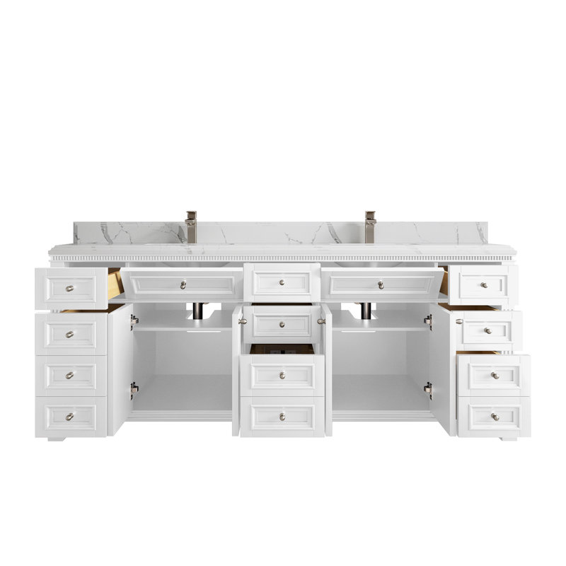 84 po Paris X P 22 po Meuble-lavabo double D, 1,5 PO – quartz Calacatta Laza