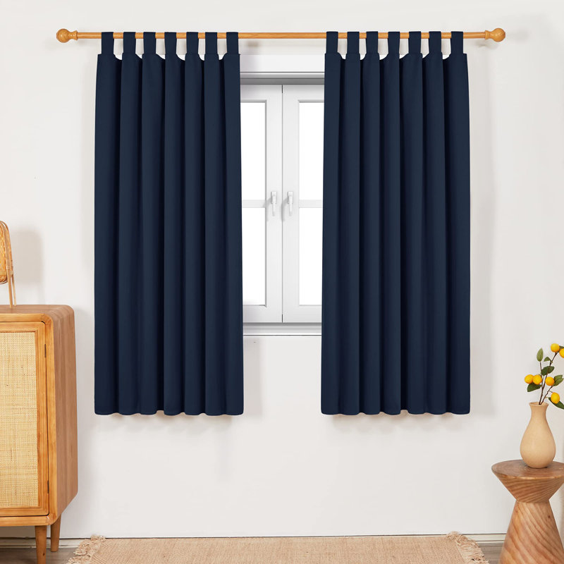 Quayshawn Polyester Blackout Tab Top Curtain Pair, 42cm Width x 160cm Drop