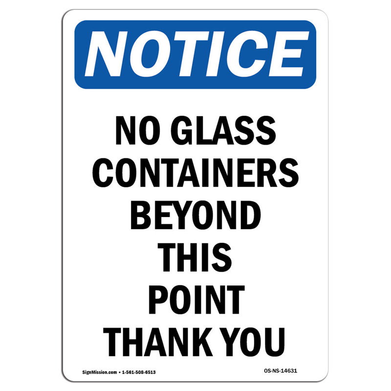 Aucun contenant de verre au-delà de l'enseigne