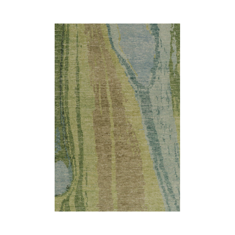Distressed Homage Hand Knotted Wool Abstract Area Rug, Rectangle 5' x 8'