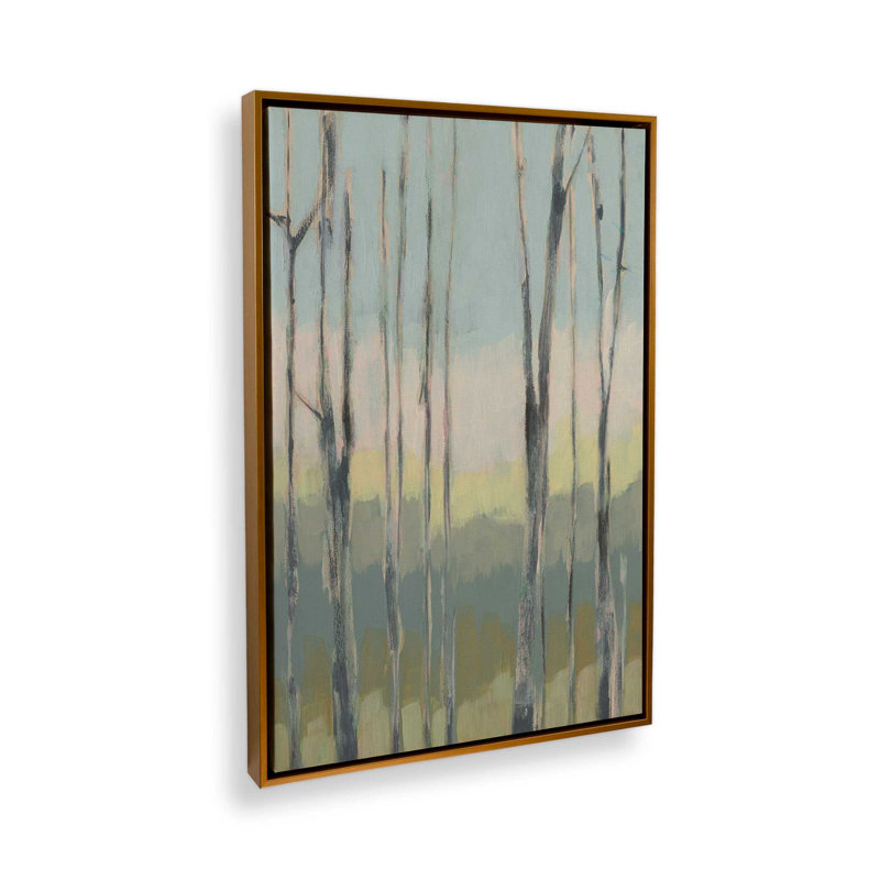 Gentle Light Between Trees I Canvas Print in a Frame, Polished Gold, 30.75" H x 20.75" W