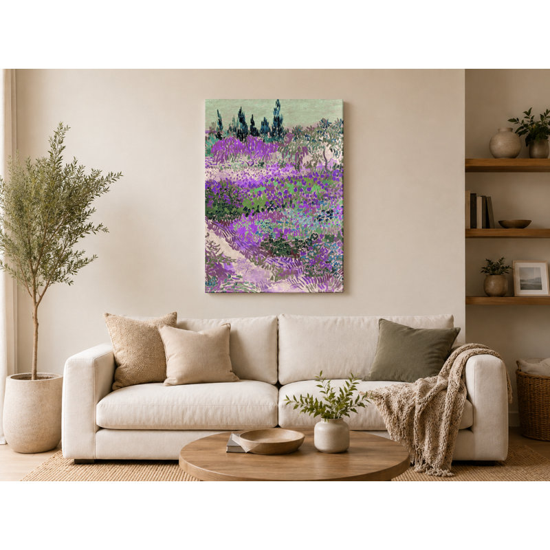 Jardin avec fleurs (1888) - Portrait, art mural sur toile, 12" W x 18" H