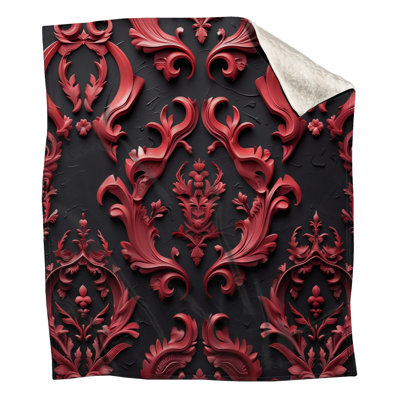Red Ornate Patterns Blankets