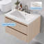 Meuble-lavabo suspendu de 61 cm (24 po), armoire cannelée avec 2 tiroirs à fermeture amortie, lavabo en céramique blanche, robinetterie à 3 trous de 10 cm (4 po)