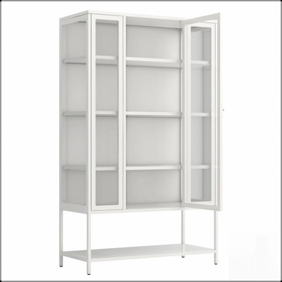 Grande vitrine en fer de 67,25 po avec porte en verre et lumières DEL, parfaite pour mettre en valeur des objets de collection et rehausser le décor de la pièce