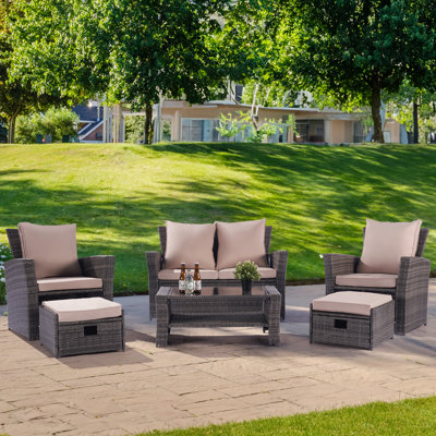 Wicker 6 - Person Patio Conversation Set