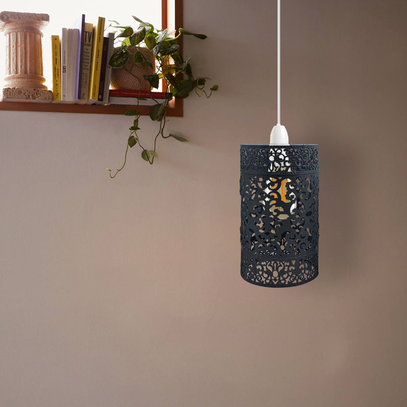 60.96cm H Metal Drum Ceiling Fan Bowl Shade ( Uno ), Black