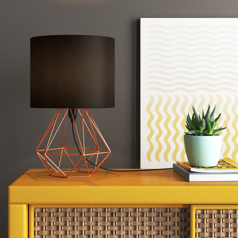 Bartelt Metal Table Lamp, Copper Base/Black Shade, G, Yes