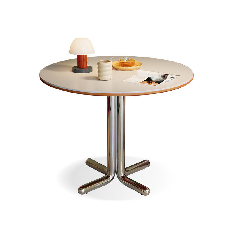 White Silver Round Sintered Stone Dining table
