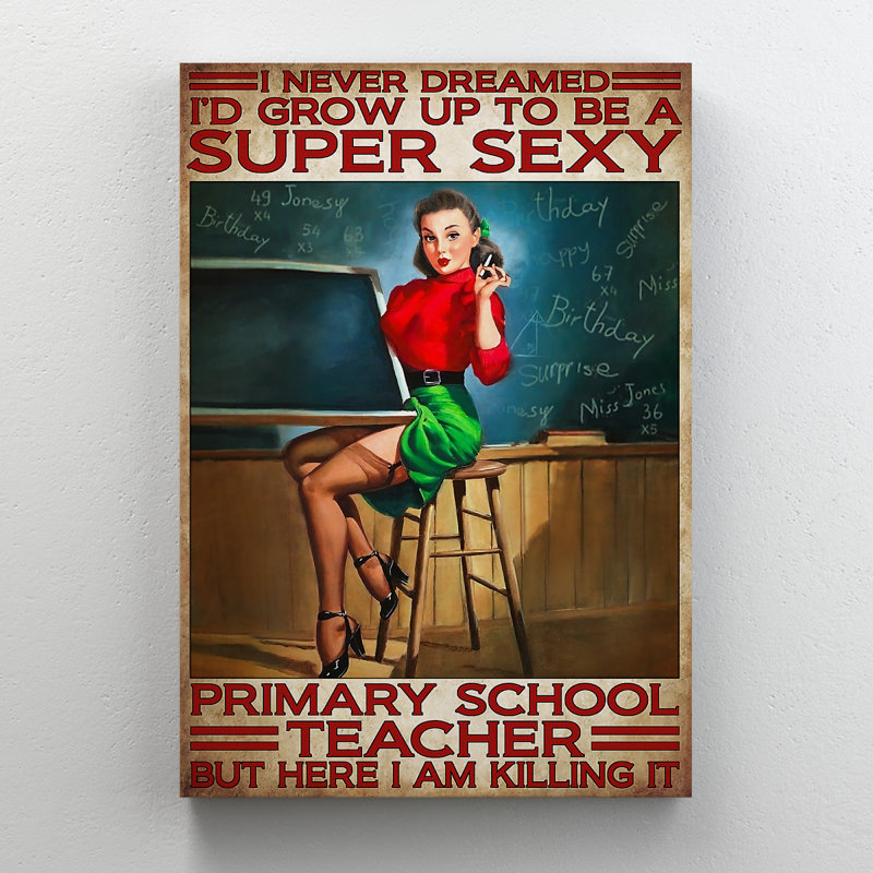 Impression sur toile tendue, "A primaire" en classe, H 24 po x l 14 po x P 2 po