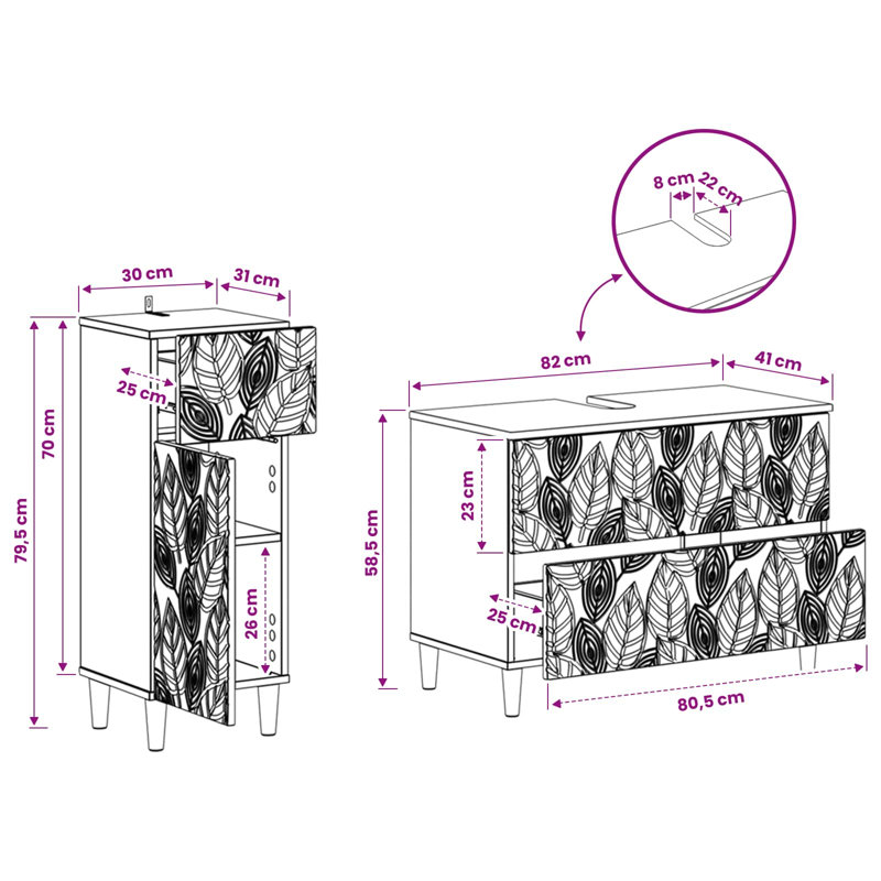 Bathroom Storage Furniture Set, High Gloss White
