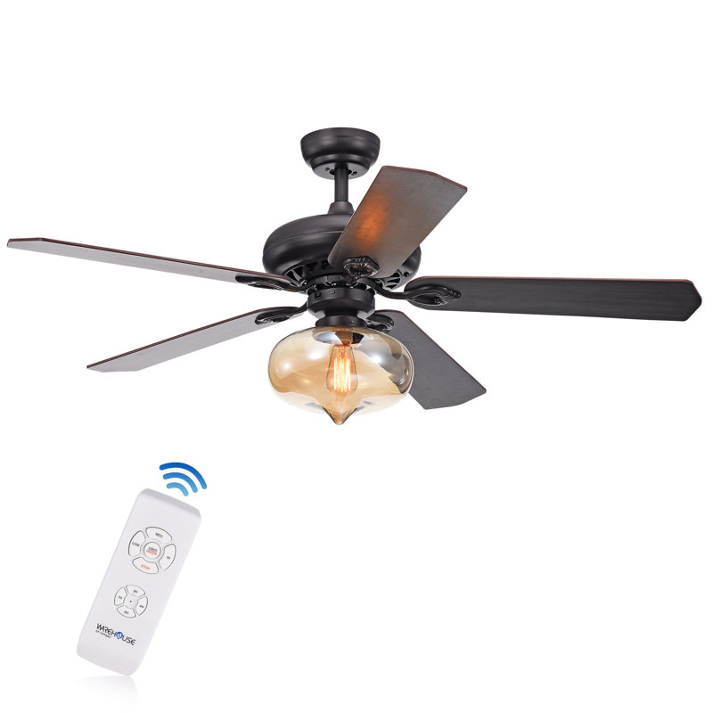 Ventilateur de plafond standard à 5 pales de 52 po avec télécommande et ensemble d'éclairage inclus Lancelot