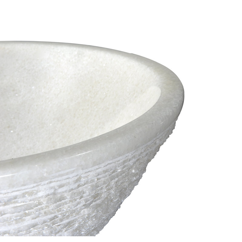 ANZZI Cliffs Of Dover 16.5'' White Marble Stone Circular Bathroom Sink