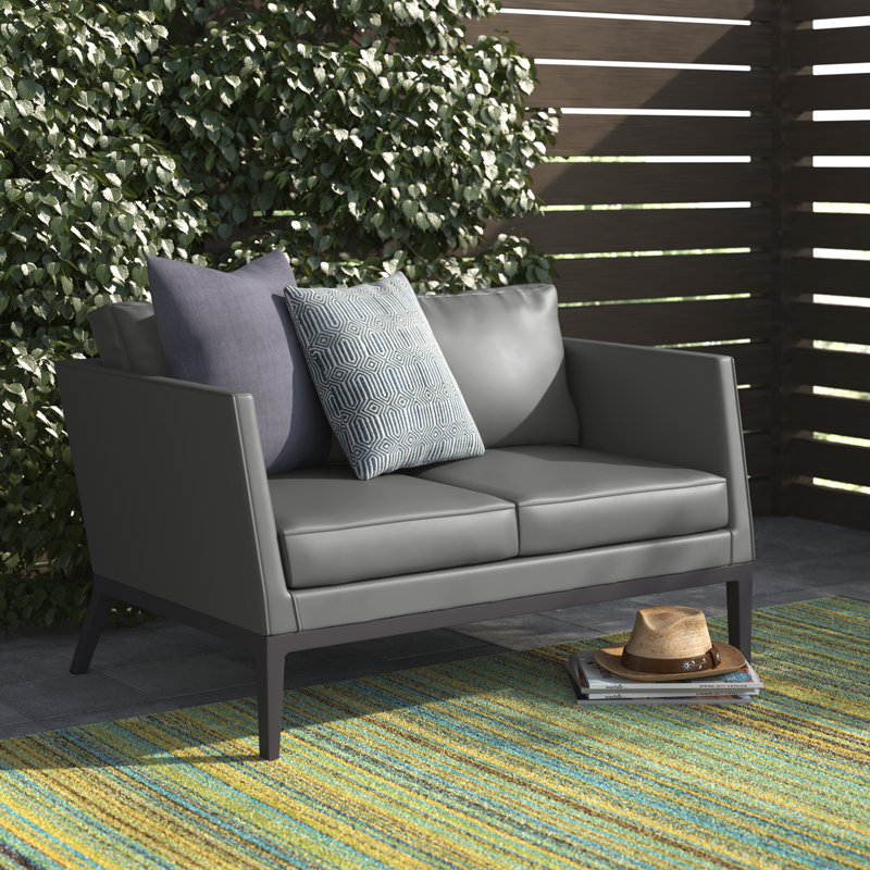 Julian 56.5'' Wide Powder Coated Aluminum Loveseat with Cushions