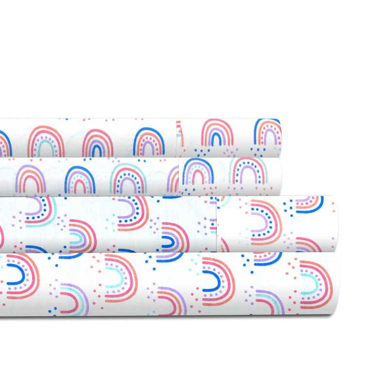 100% Cotton Percale Abstract Sheet Set, Twin Sheet Set + Fitted Sheet + 1 Pillowcase
