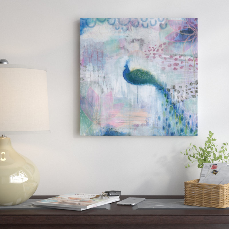 « peacock », reproduction d’art sur toile, H 12 po x l 12 po x P 0,75 po