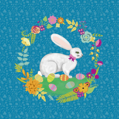" Bunny Wreath I " by Chariklia Zarris Painting Print