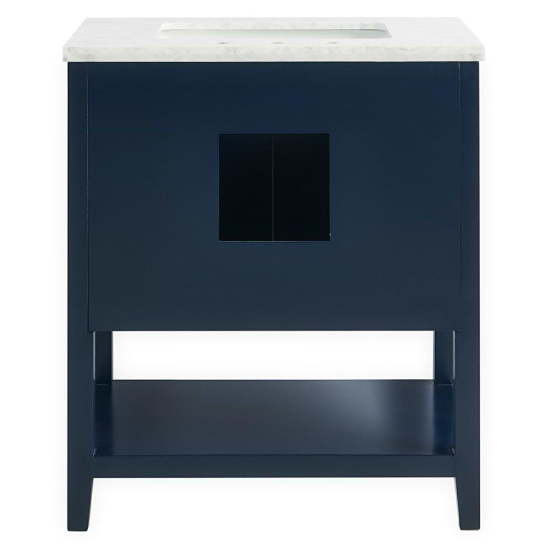 Sheraton 30" Freestanding Standard Single Bathroom Vanity with Top, Navy, Gold Zinc Alloy