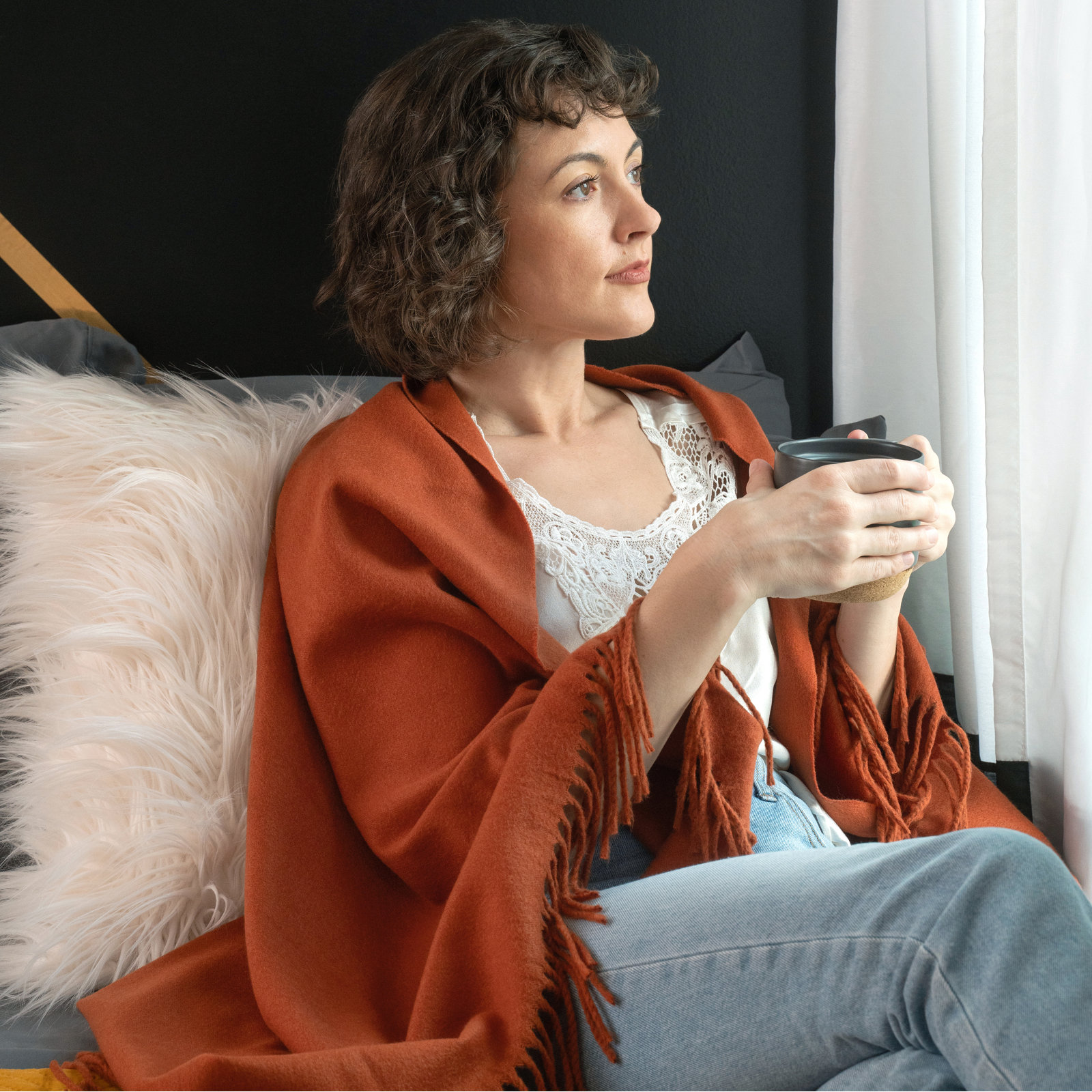 Cascades Throw Blanket, Henna