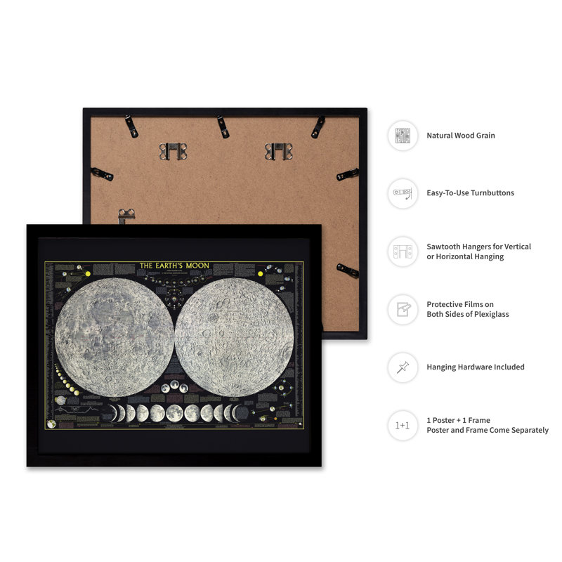 La lune de la Terre, 24"H x 32"W, Poster, Black Framed