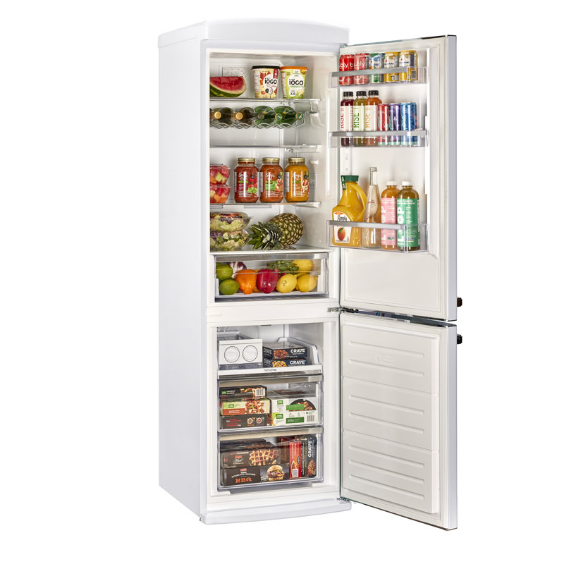 Classic Retro 24 In 12 Cu.ft Bottom Mount Fridge Auto Defrost, Energy Star Certified, Counter Depth, White