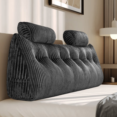 Comfort Wedge Pillow Headboard,  Soft King Triangular Pillow, Reading Pillow, Backrest Cushion Headboard Gap Pillow For Back, Gray