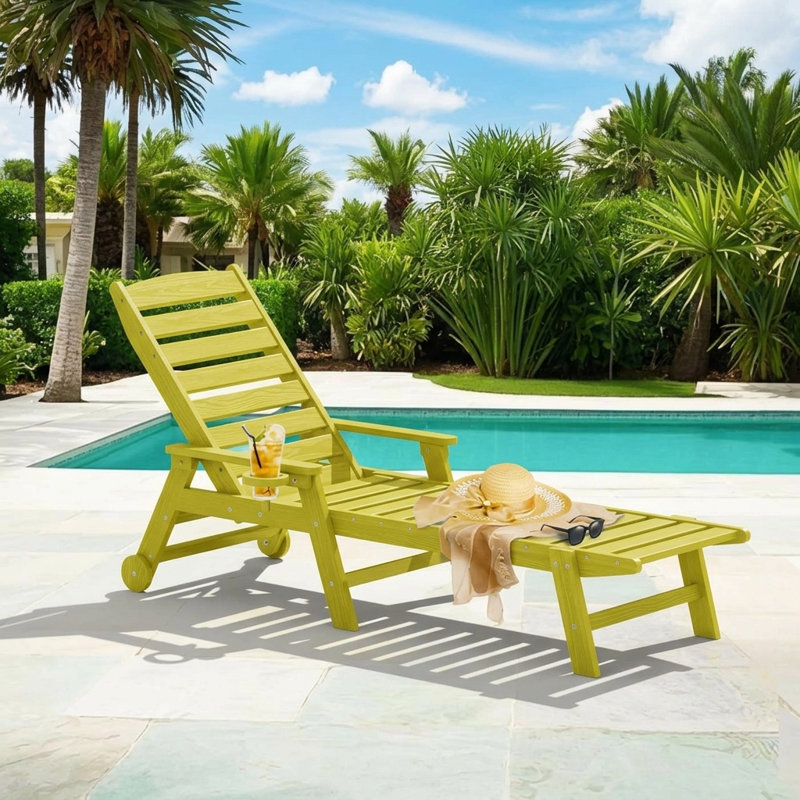 Chaise longue avec accoudoirs et roulettes Swann, Yellow