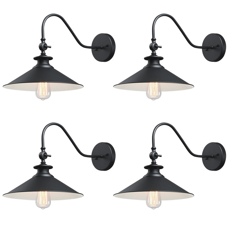 Sena Matte Black Steel Outdoor Adjustable Angle Barn Wall Light