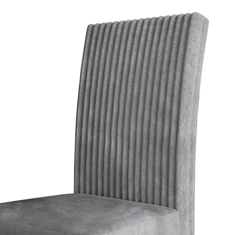 Black Wooden Dining Chair With Velvet Cover, Gray